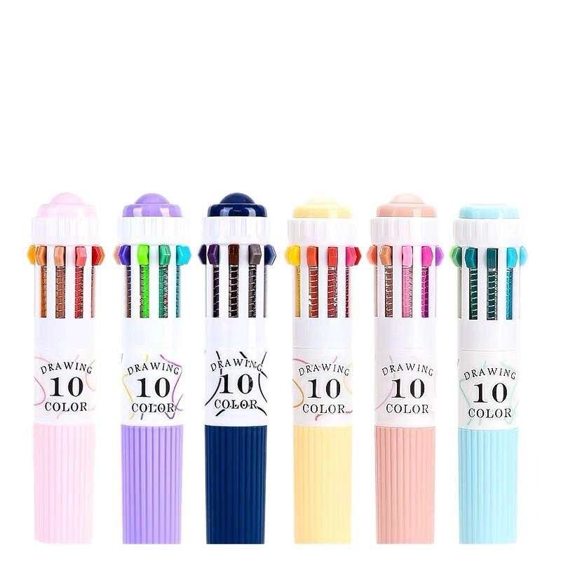 Blue Fruit 60-Color Multicolor Soft Grip Ballpoint Pen Set: Push-Type, Ten-Color All-in-One Writing Tool
