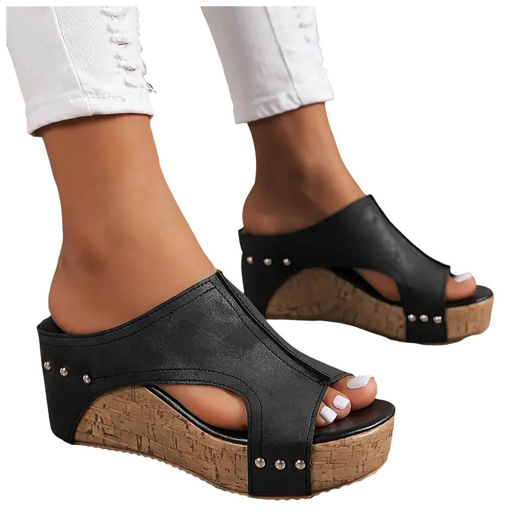 Klobige Absätze Sandalen für Damen Keilsandalen für Damen Plateau-Keilsandalen Sandalen mit offenen Zehen für Damen Chaussure Femme