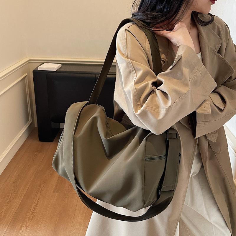 Casual Large-Capacity Nylon Canvas Bag Women'S Fashion Shoulder Bag Versatile Messenger Travel Bag