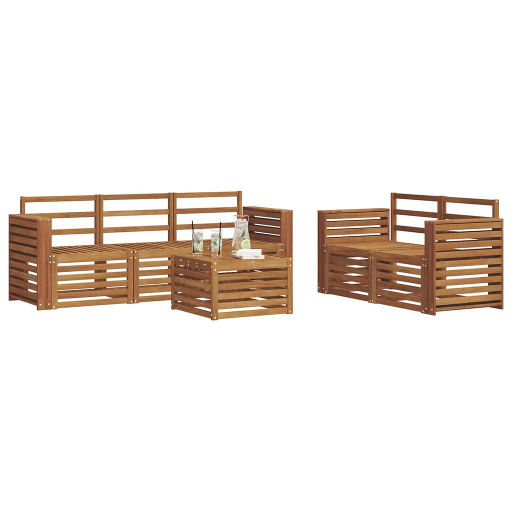 Outdoor Sofa Set 6 Pcs Natural Solid Acacia Wood