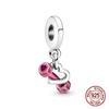 S925 Sterling Silber Rot Farbe Serie Herz Form Charms Perlen Fit Original Armbänder Glück Schmuck Geschenke DiyAccessories