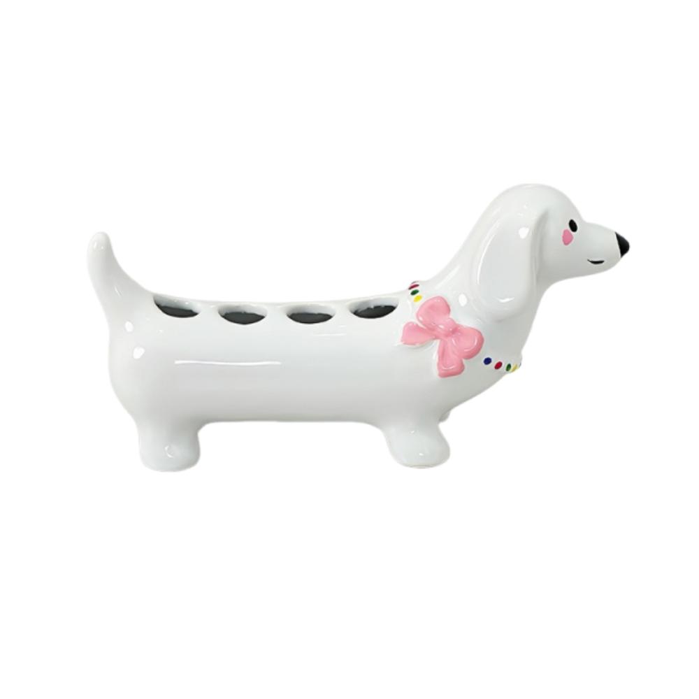 4 Slot Dachshund Toothbrush Holder Creative Toothpaste Toothbrush Base Bathroom Accessories белый