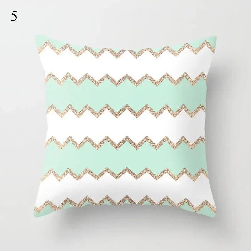 45x45cm Fresh Mint Green Geometric Animal Love Pillowcase Comfortable Sofa Car Seat Cushion Cover Room Aesthetic Home Decor