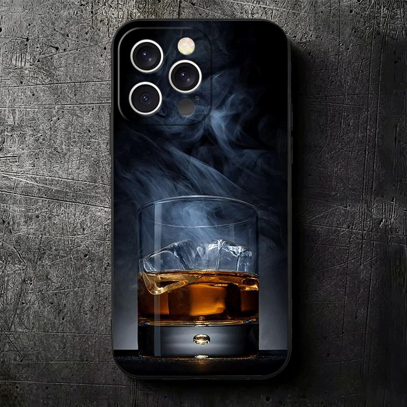 Cigar Whiskey Ice Drink Soft Phone Case for iPhone 16 16E 17 Air 15 Pro Max 14 Plus 13 Mini 11 12 7 Black Cover Back Shell