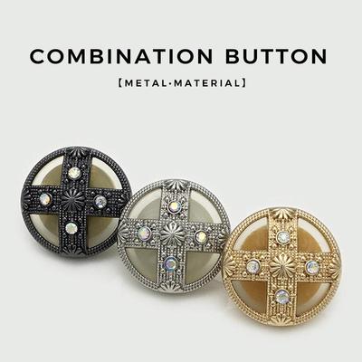 Round Diamond-Studded Metal Buttons, Double-Piece Palace-Style Buttons for Suits, Blazers and Versatile Wool Coats