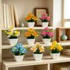 With Flowerpot Artificial Flower Bonsai Green Leaves Faux Potted Flowers  Office Hotel