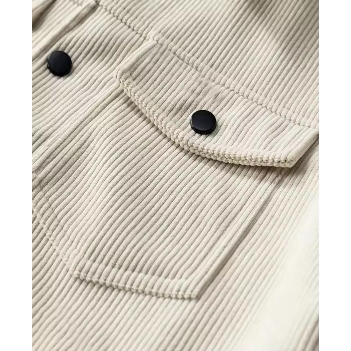 Autumn Winter Jacket Retro Corduroy Jacket for Men with A Lapel Loose Coat