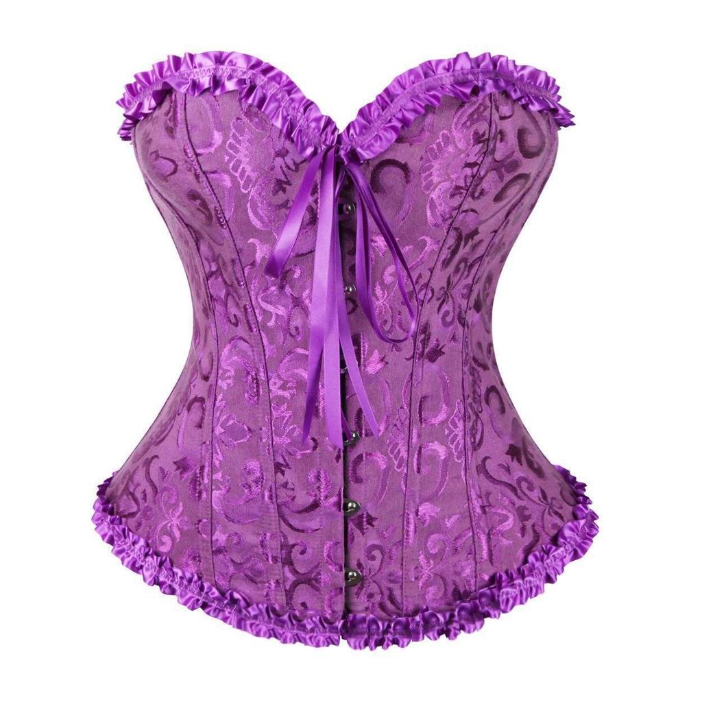 Lace Satin Waist Cincher Corset with Boning