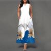 Women's clothing European and American style large size dress digital printing sleeveless versatile