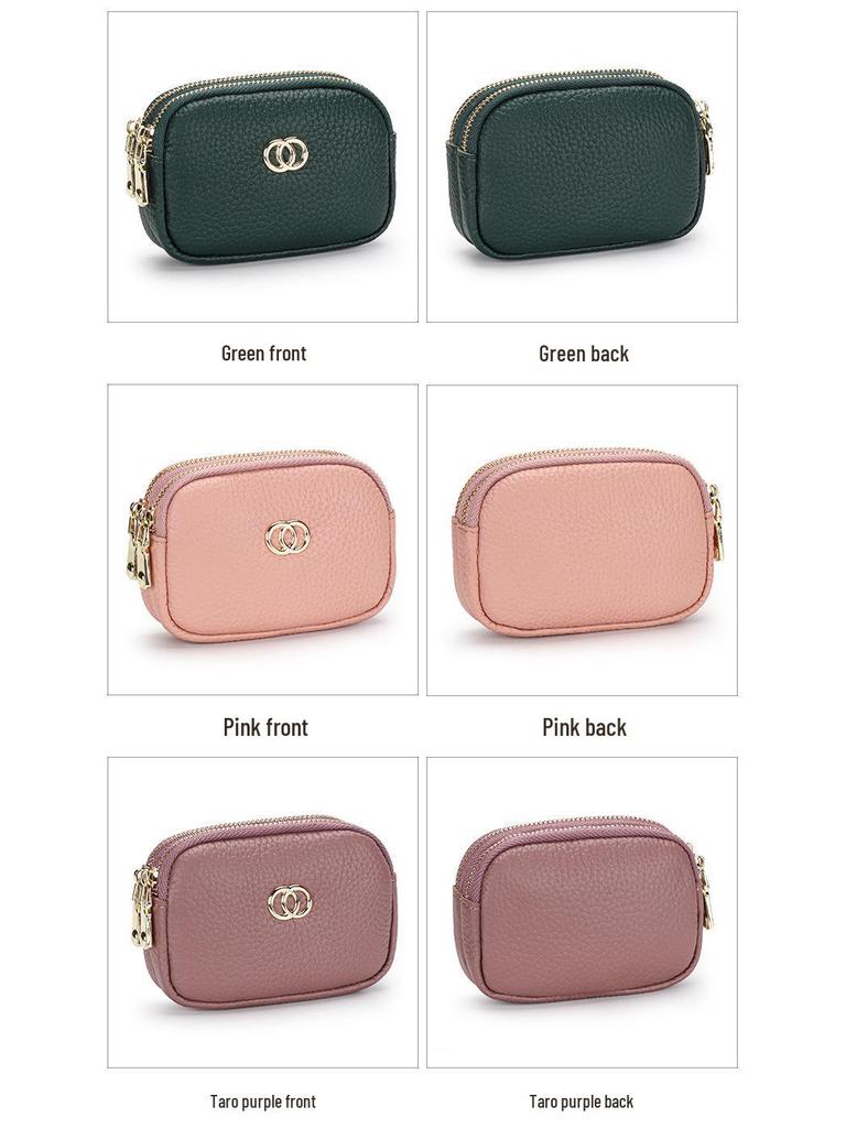 Damen Mini Clutch Geldbörse aus echtem Leder - Koreanischer Stil Mode Tasche für Lippenstift und kleine Gegenstände