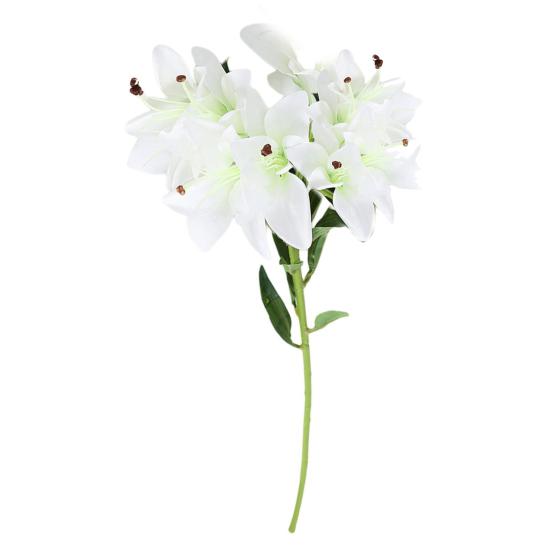 Lily Bouquet Not Fade Non-Withering Easy Care No Watering Aesthetic Decorative Soft Rubber 10 Head Simulation  Small Lilies Wedding Decor