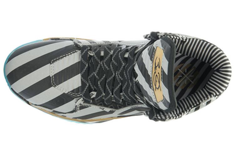 Li Ning WOW 2 Slip Resistant Abrasion Resistant Mid Top Basketball Shoes Men's Black Silver Gold ABAH017-1G