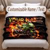 Motorcycle Biker Theme Soft Blanket Personalized Custom Name Text Print Warm Blanket Home Sofa Bedroom Decor