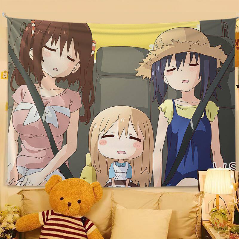Cute Anime Print Tapestry Wall Hanging Anime Poster Bedroom Backdrop Wall Art Dorm Home Decor