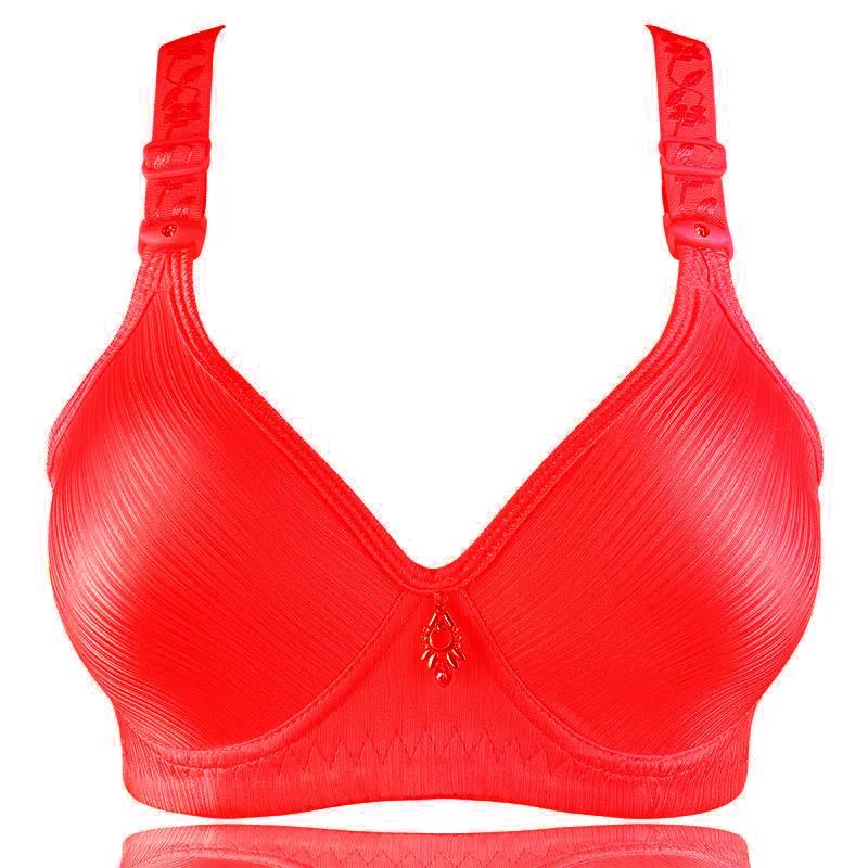 Sutiã push-up fino de algodão brilhante escovado, tamanho grande, sem anel de aço, sem costura, roupa íntima feminina