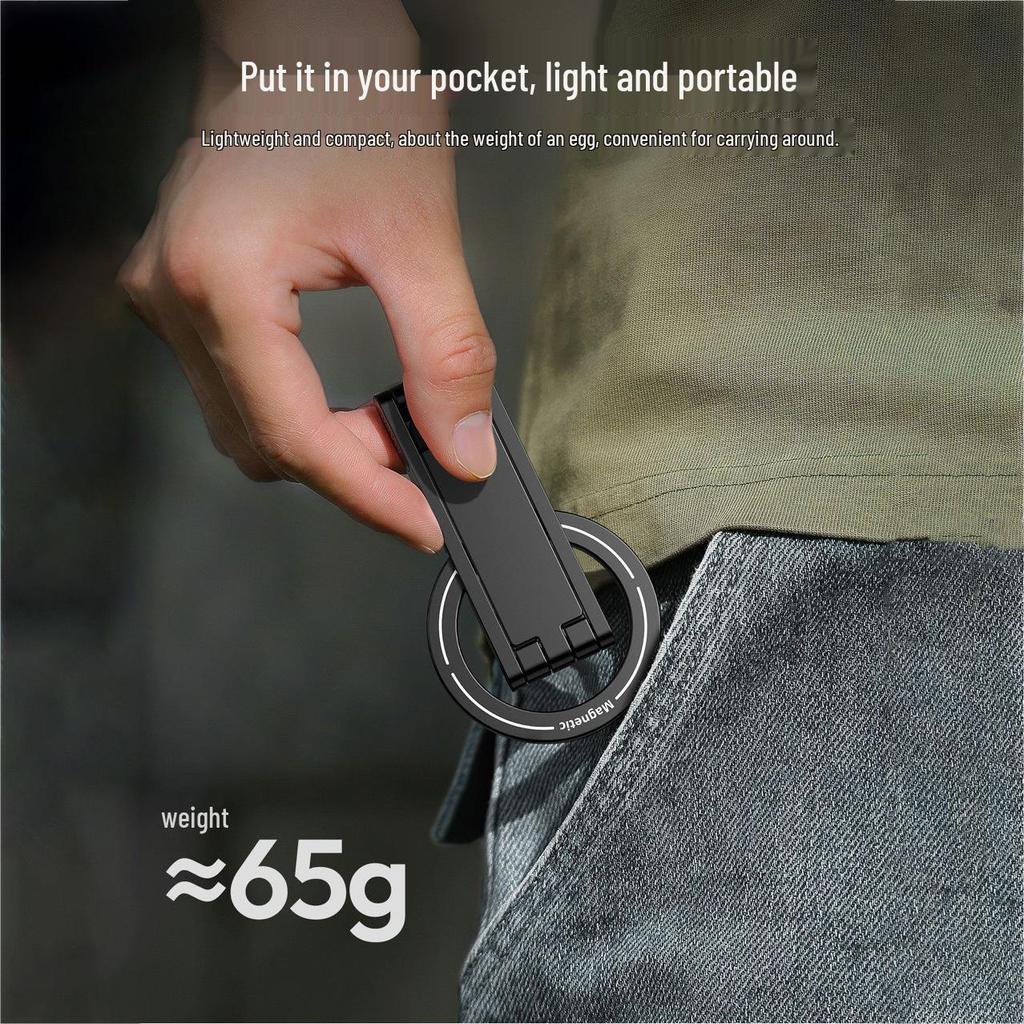 Magnetic Aluminum Phone Holder: Rotating, Folding, Desktop & Handheld Tripod Stand