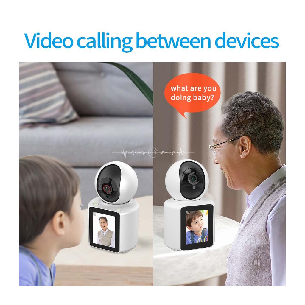 Smart Security Camera Night Vision Motion Detection 2 Way Video One Touch Calling 2.8inch IPS Screen Dual Microphone Baby Monitor for Home Indoor