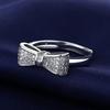 925 Sterling Silver Korean Fashion Bowknot Cubic Zirconia Adjustable Full Paved Ring for Women Cross Border Hand Jewelry in Stock