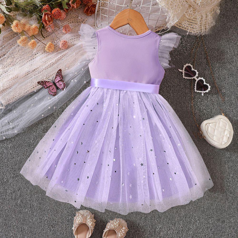 Girls' Fashionable Star-Print Dress: Sweet Summer Tulle Princess Dress for Kids