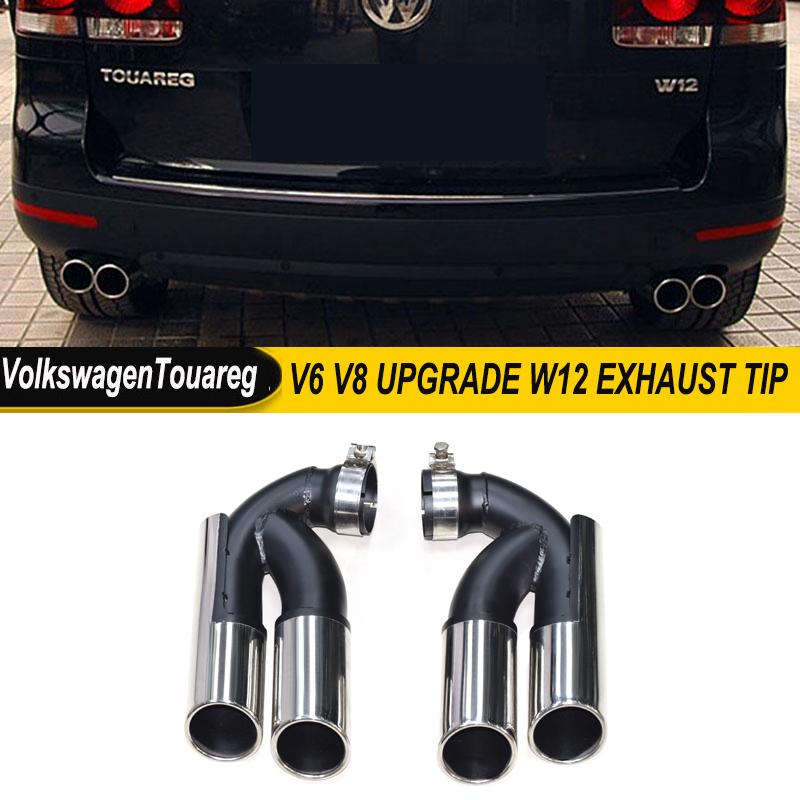 Quad Exhaust Tip For Volkswagen Touareg V6 V8 Upgrade W12 Stainless Steel Exhaust System Car Exhaust Pipe Muffler Tip Tailpipe