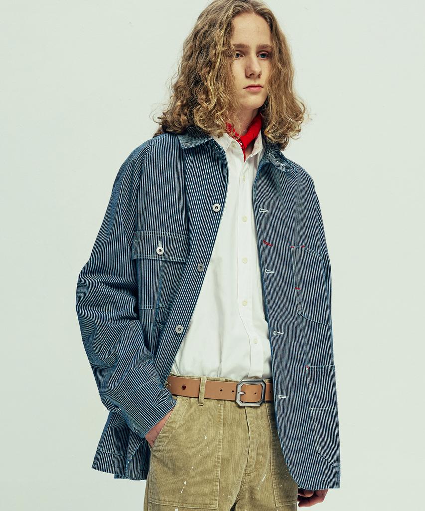 Knd Xau Hickory Chore Jacket Navy Stripe