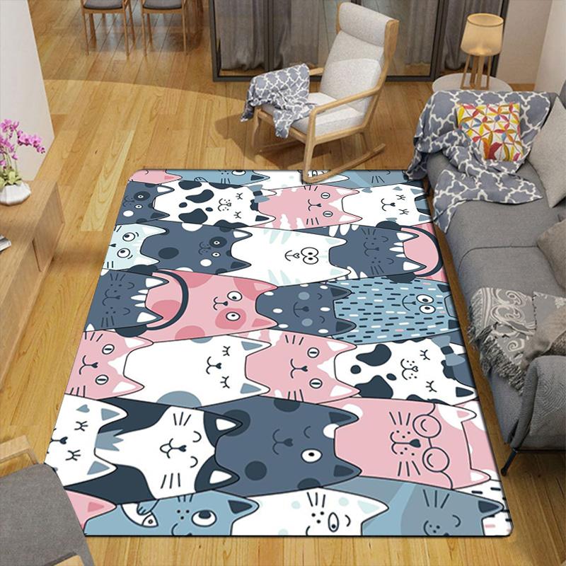 Cozy Cartoon Cats Rug Floor Mat for Living Room or Bedroom Soft and Comfortable Carpet a Gift for Birthday and Holiday.ZFF0913371