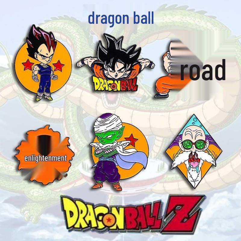 Металлическая брошь Драконий Жемчуг: Гоку, Пикколо, Мастер Роши Мультяшные аксессуары No Specifications