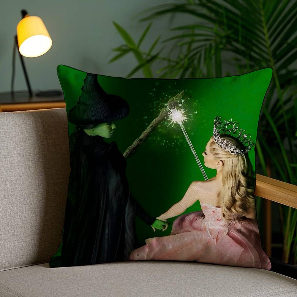 W-Wicked Part One Movie Pillow Case Home Dorm Chair Back Short Plush Double-Sided Printing Office Nap Time Cushion Cover