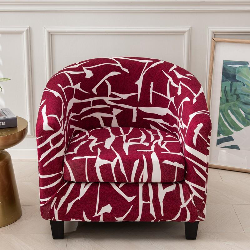 Club Chair Slipcover 2 Piece Stretch Printed Round Barrel Chair Covers Removable Tub Chair Slipcover With Elastic Bottom