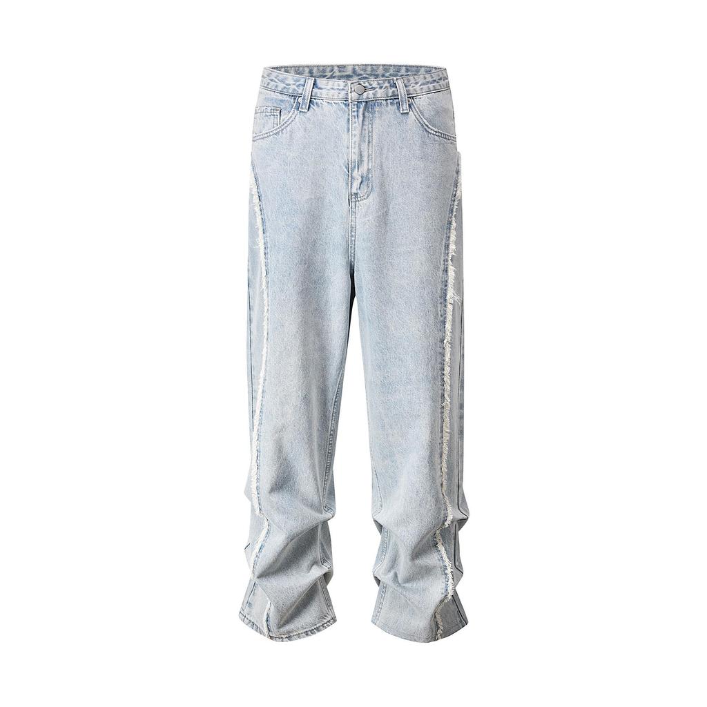 Unisex Multi-Pocket Cargo Jeans - European & American Street Style Loose Fit with Rips