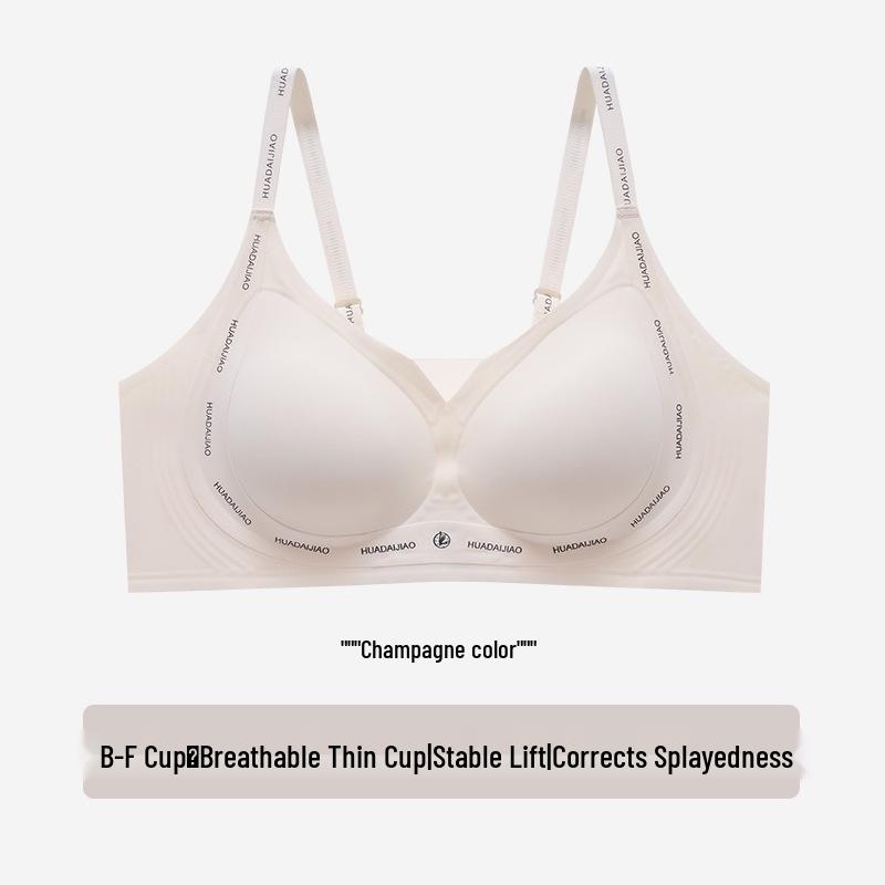 Women's Seamless Push-Up Bra: Letter Straps, Sexy Lift, Non-Run Cup, Plus Size Available