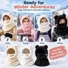 3 In 1 Design Winter Hat Scarf Mask Plush Fleece Kids Ski Hood Cute Kids Balaclava Ski Cycling