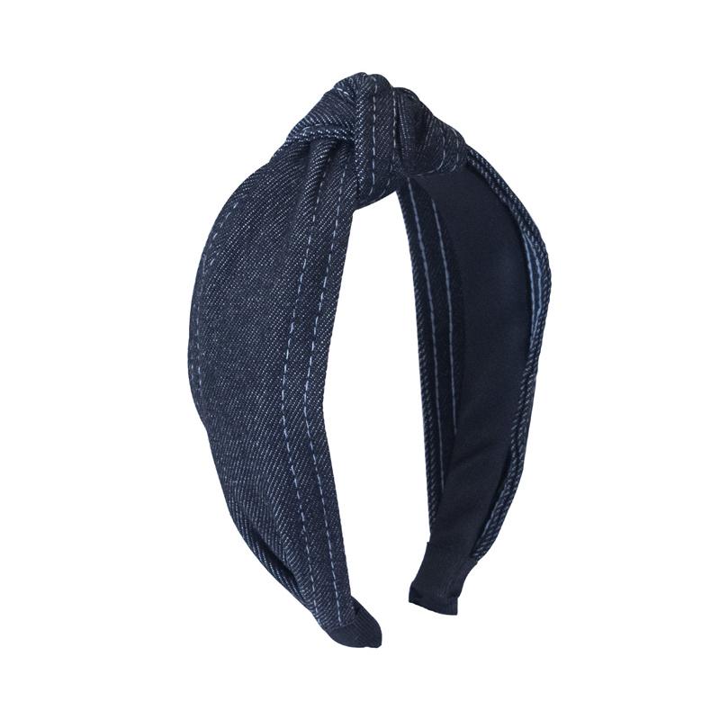 

Модная женская джинсовая повязка на голову с центральным узлом, женские аксессуары для укладки волос