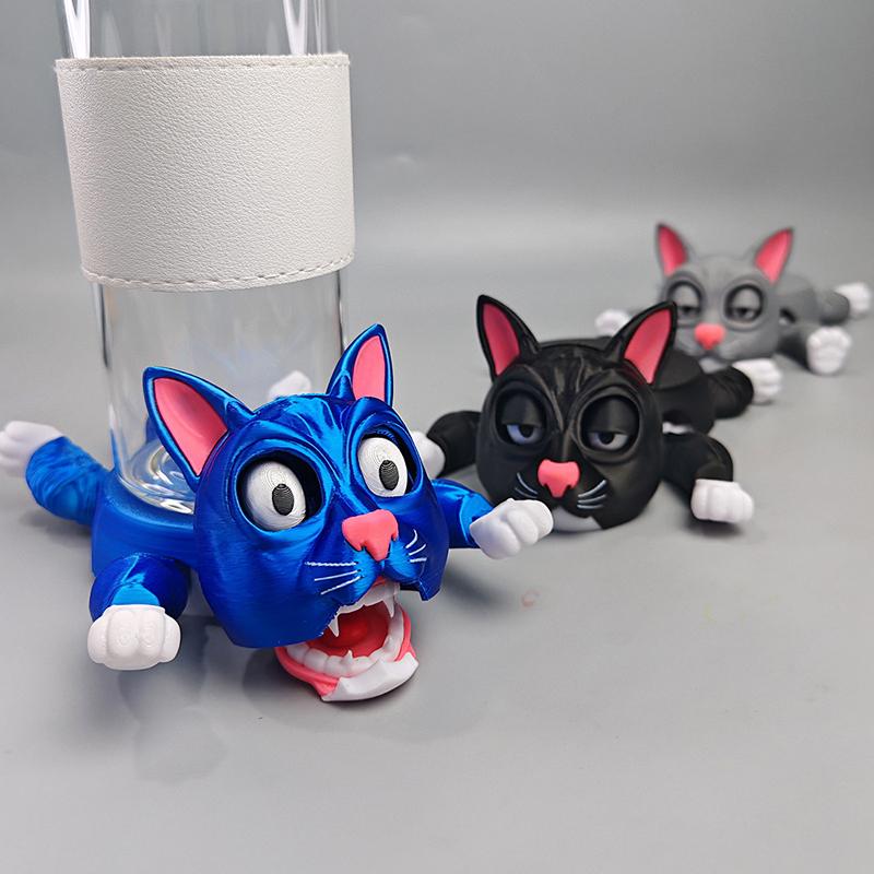 Creative 3D Printed Cat Coaster Funny Panicked Cat Cup Pad Tea Mug Coffee Drinks Holder Office Desktop Home Decoration Ornament