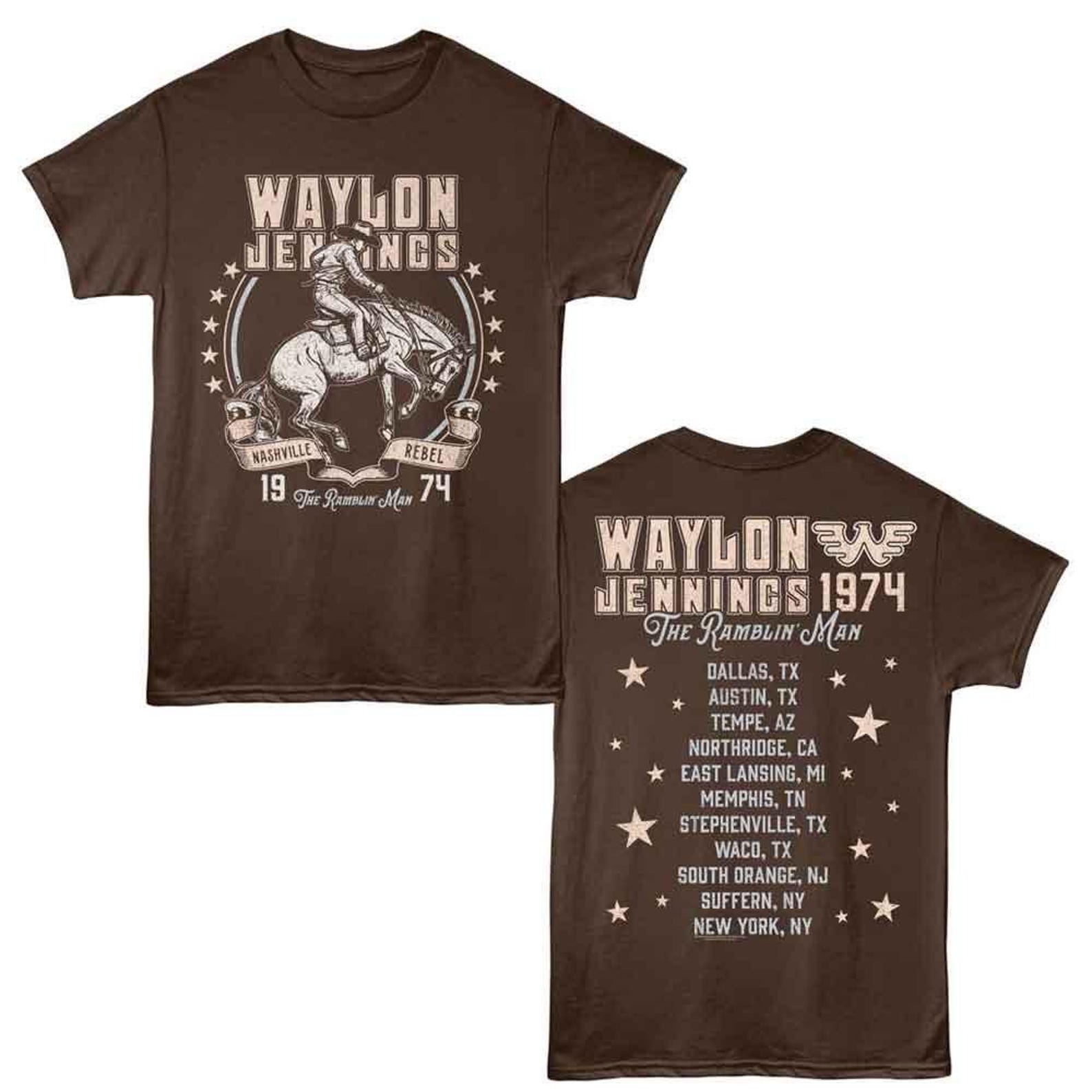Waylon Jennings Nashville Rebel Cowboy Dark Chocolate T-Shirt 3XL