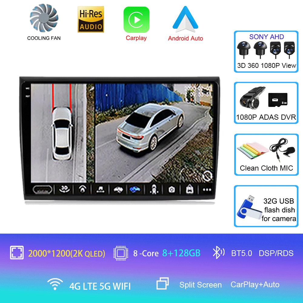 For Fiat Bravo 2007 2008 2009 2010 2011 2012 Car Radio Android 14 Navigation Multimedia Player GPS WiFi+4G DSP BT Carplay Auto