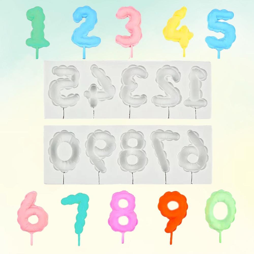 2PCS Non-stick Number Lollipop Silicone Mold Handmade Sugarcraft Mold Chocolate Mold  Wax