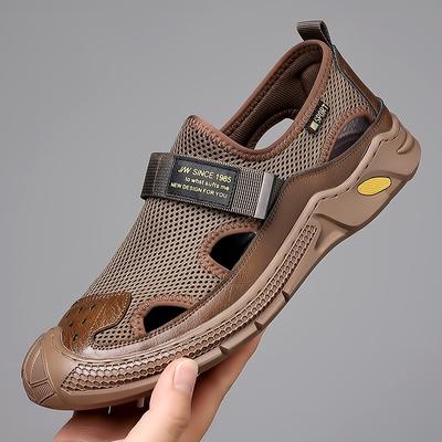 Herresandaler Herresko Lær Mesh Søm Sommer Herresko Strand Sandaler Mote Utendørs Fritidssko Fottøy 38-46