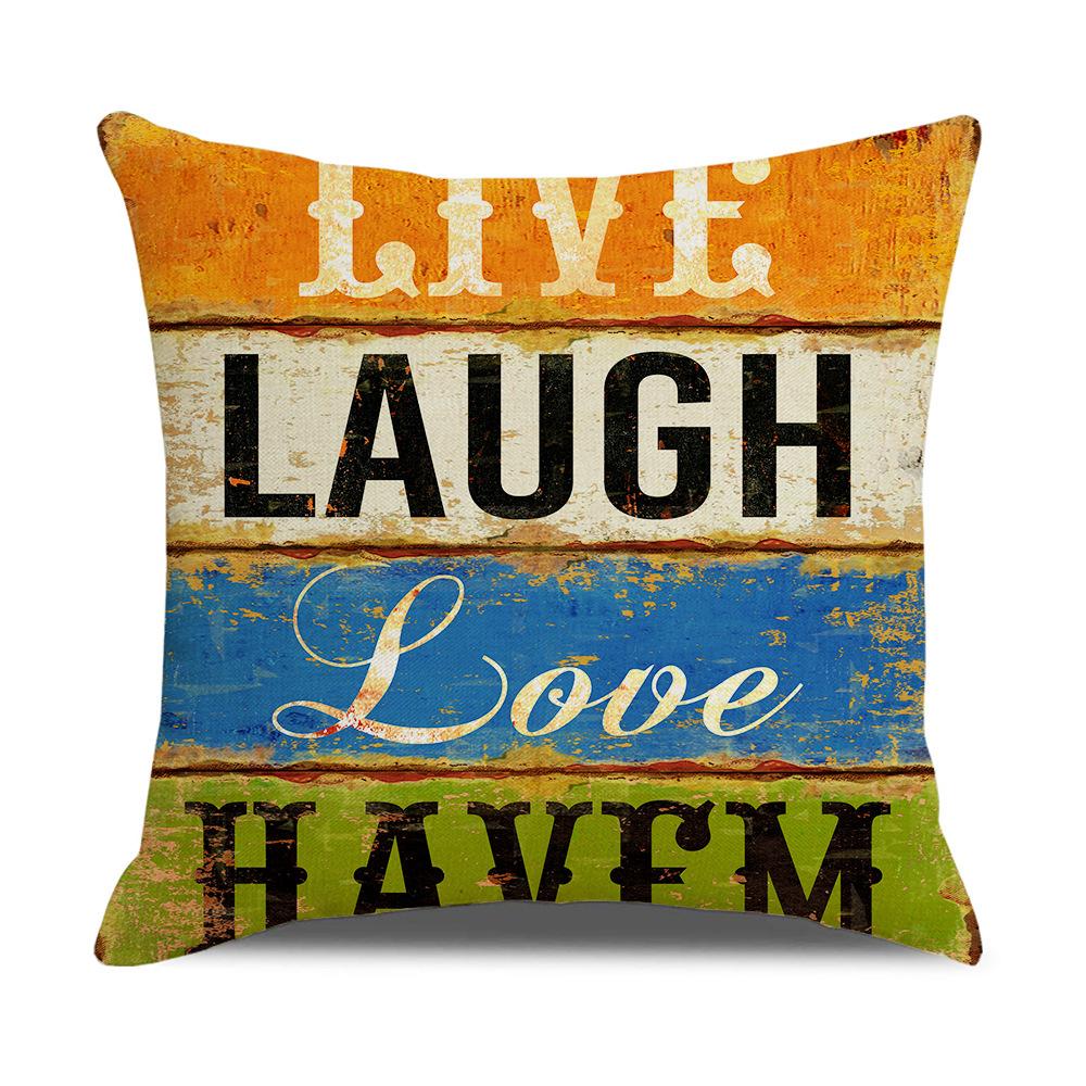 Retro American Wooden Board Letters Admonishment Digital Printing Linen Pillowcase New Home