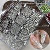 12-Grid Flat-Bottom Rhinestone Nail Art Set: Round & Pointed Translucent Colored Diamonds Accessories.