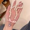 Love Bow Pearl Necklace, Girls Light Luxury Pink Sweetheart Niche Neck Chain