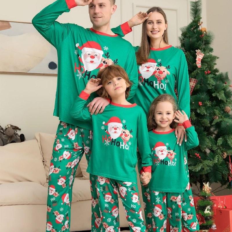 Festive Christmas Family Pajama Set Adorable Santa Print Soft Fabric For Everyone