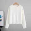 2026 Spring/Autumn Women's Loose Slimming Core-Spun Round Neck Solid Color Knit Sweater