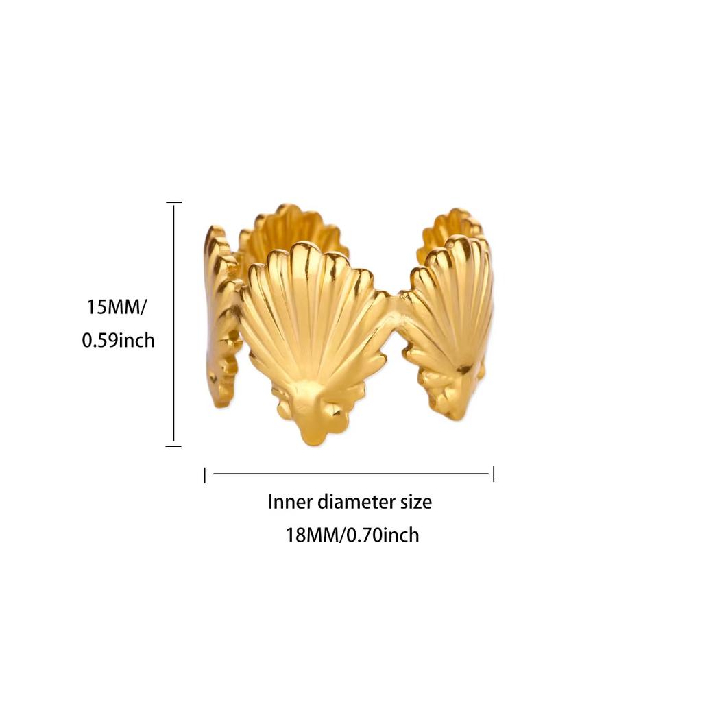 Titanium Steel Jewelry Starfish Shell Ring Women's Stainless Steel Wide-faced Jewelry Simple High-end Ring