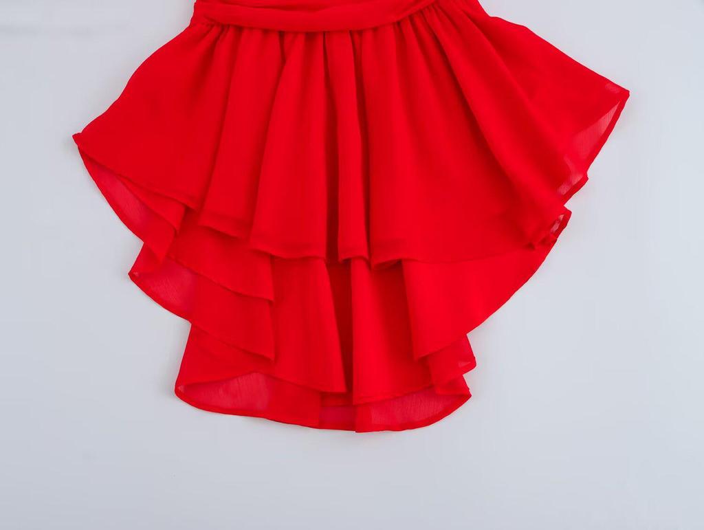 2025 Spring Asymmetrical Chiffon Dress - Elegant European & American Fashion for Women