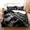 3D Military Weapon Gun Doona Duvet Cover Pillowcase Kids Boy Men Bedding Queen