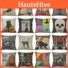 Halloween Kissenbezug mit Tierdruck Baumwolle Leinen Kissenhülle mit unsichtbarem Reißverschluss zur Heimdekoration