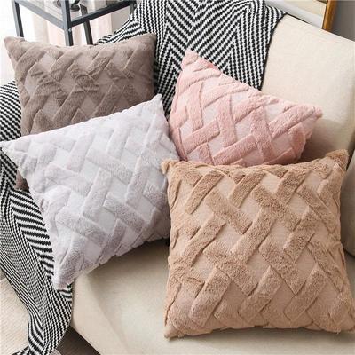 1Pcs 45x45cm Double-sided Plush Cushion Cover Simple Solid Color Skin Friendly Sofa Pillow Case Home Decoration Pillowcase