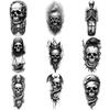 3pcs Temporary Tattoo Black And Grey Realism Demon Bat Skull Skull With Cat Skull With Eagle And Snake For Arms Thighs