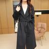 Women's Double-Breasted Wool Overcoat - Extended Trench Coat for Autumn/Winter